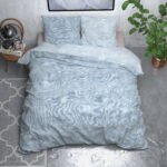 Housse de couette bleue en flanelle de coton lavé