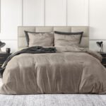 Housse de couette en velours gaufré Fashion Taupe