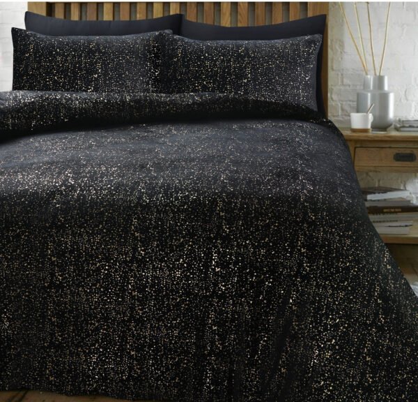 Housse de couette Glamour Flannel Sparkle Foil Noir