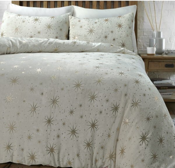 Housse de couette- Glamour Flanelle Étoiles Feuille Crème